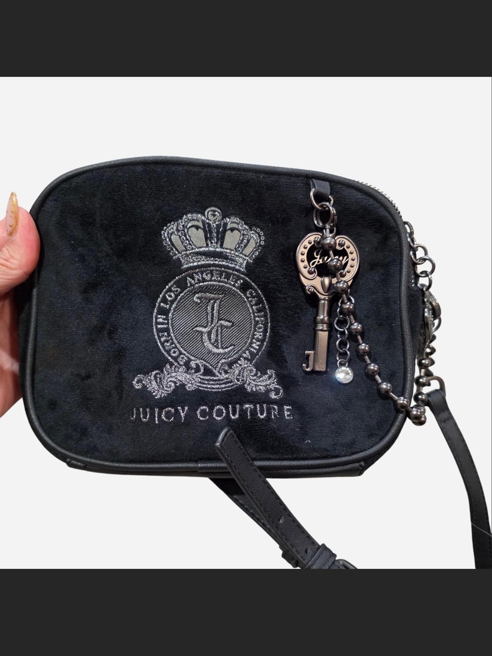Juicy Couture Y2k Black Velvet Crossbody with Crest Logo